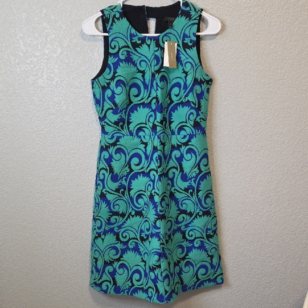 J. Crew Vibrant Green and Blue Mini Dress